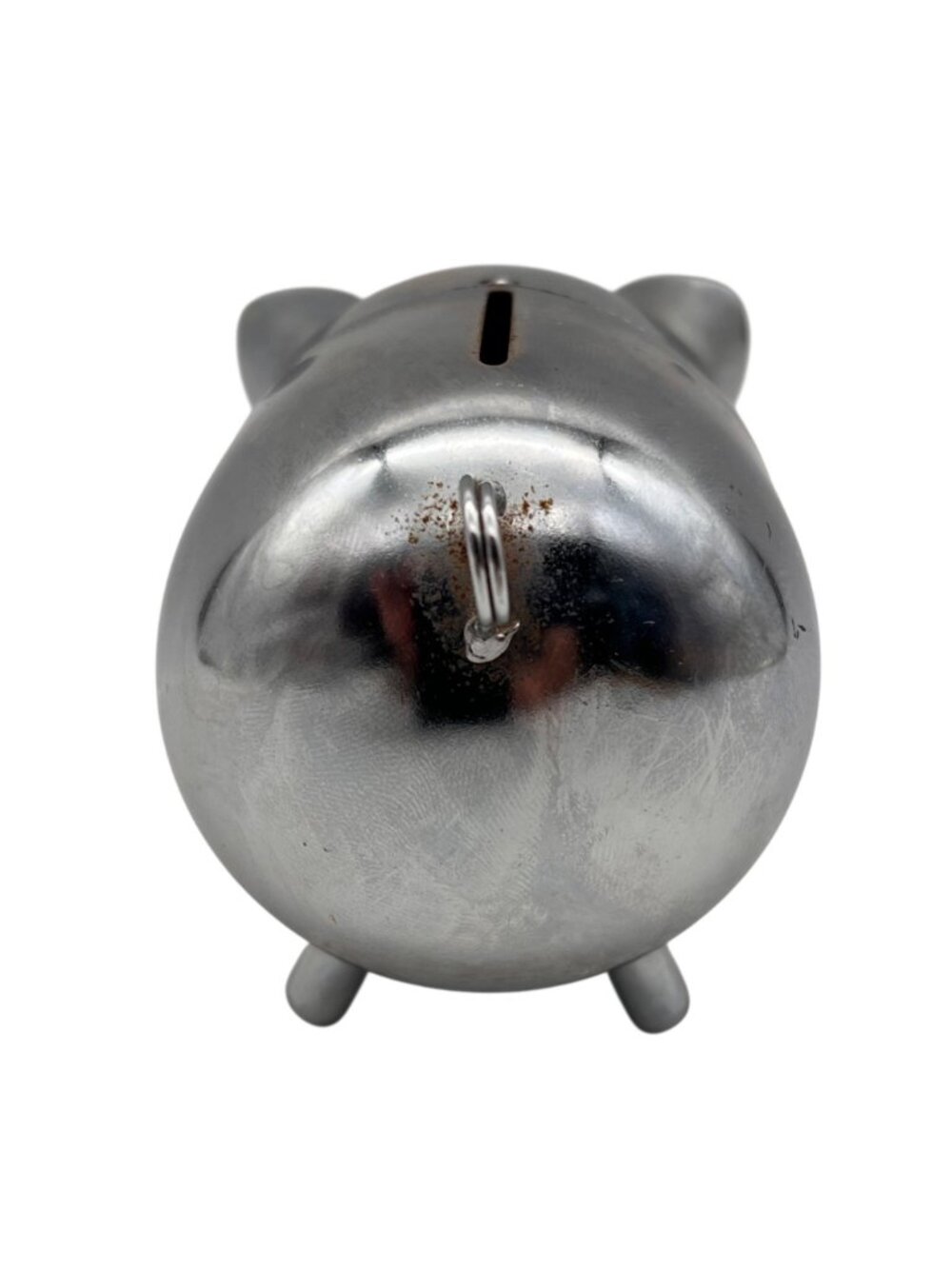 Vintage Chrome Piggy Bank With Slot And Rear Loop Fun Collectible Home Decor - Picture 6 of 16